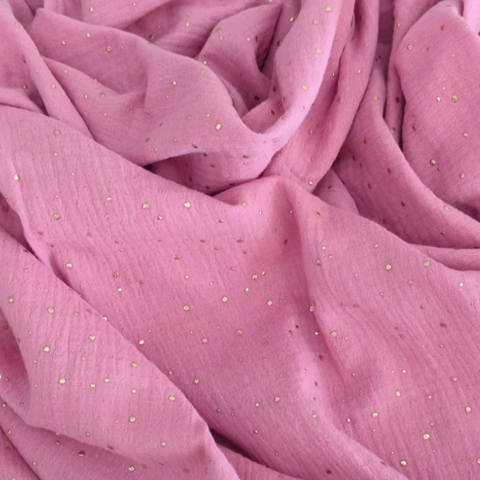 Manta de Pelo Rosa Salpicaduras Doradas