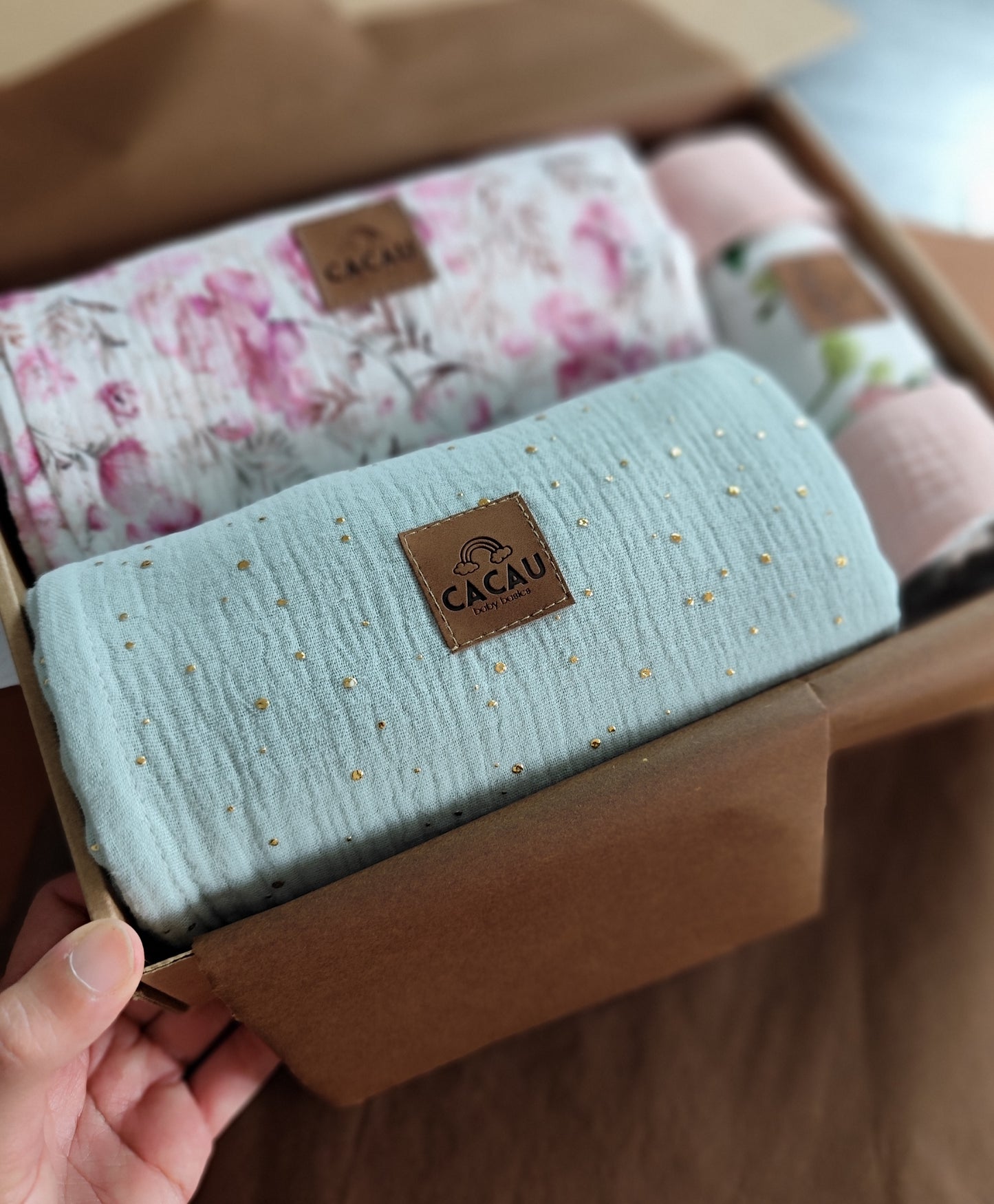 Swaddle Menta Claro Salpicaduras Doradas
