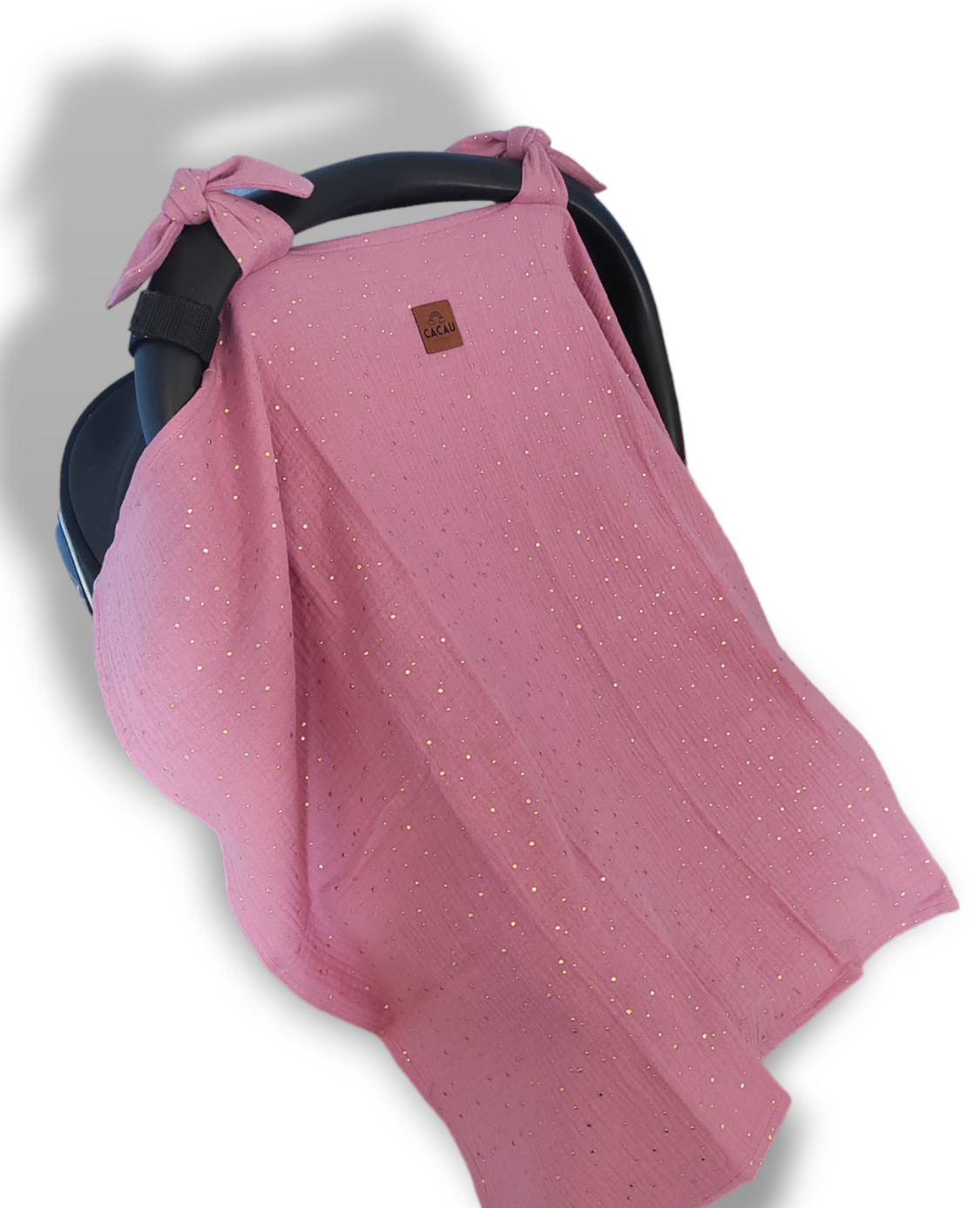 Cortina para Carrito Rosa Salpicaduras Doradas