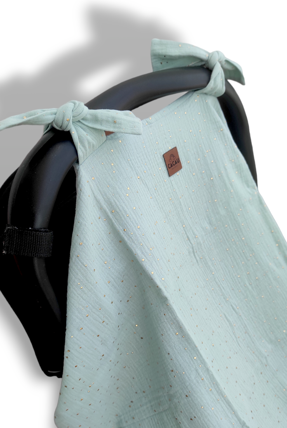 Cortina para Carrito Menta Clara Salpicaduras Doradas