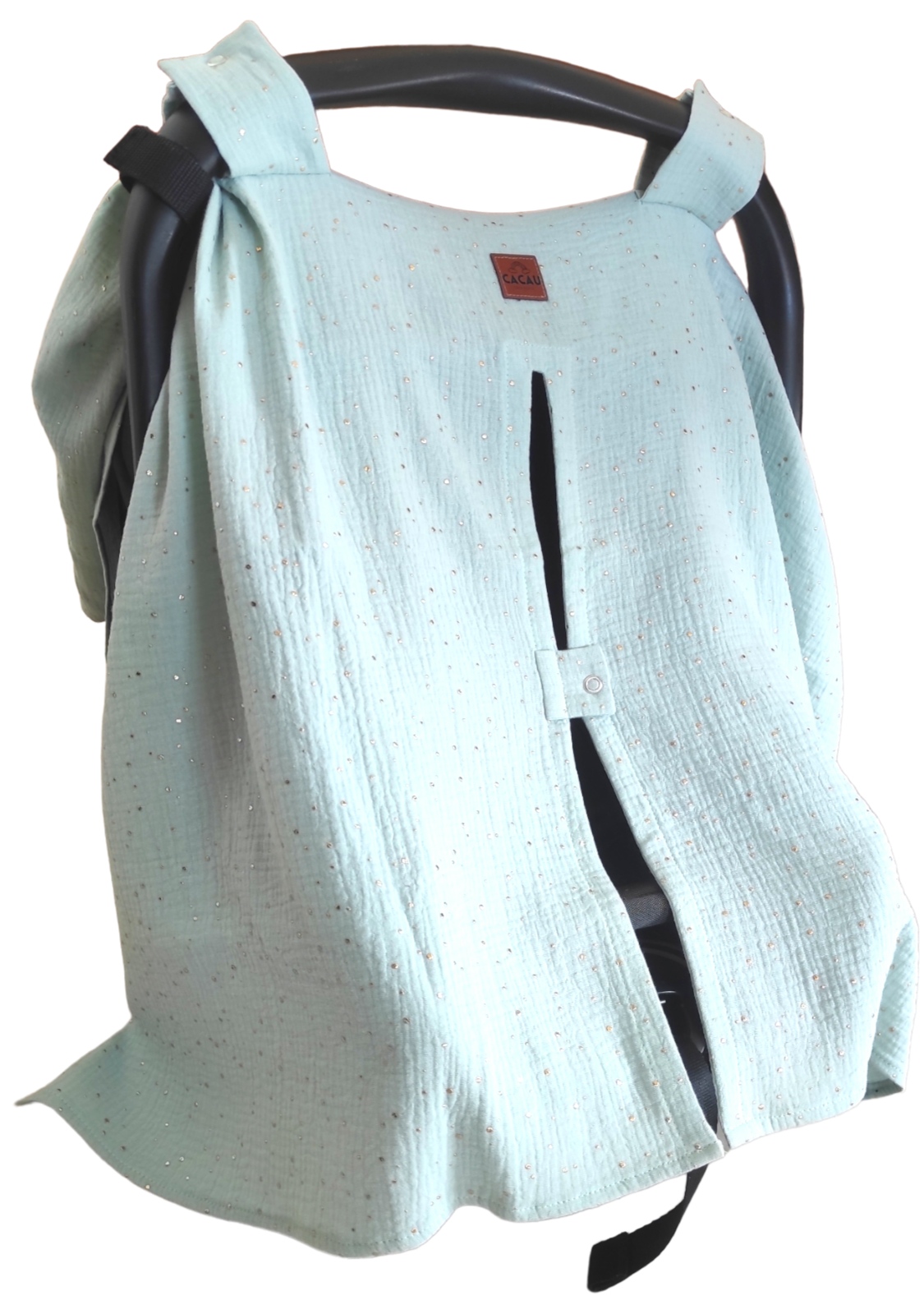 Cortina para Carrito Menta Clara Salpicaduras Doradas