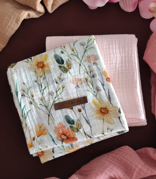 Conjunto Fraldinhas Flores Silvestres e Rosinha