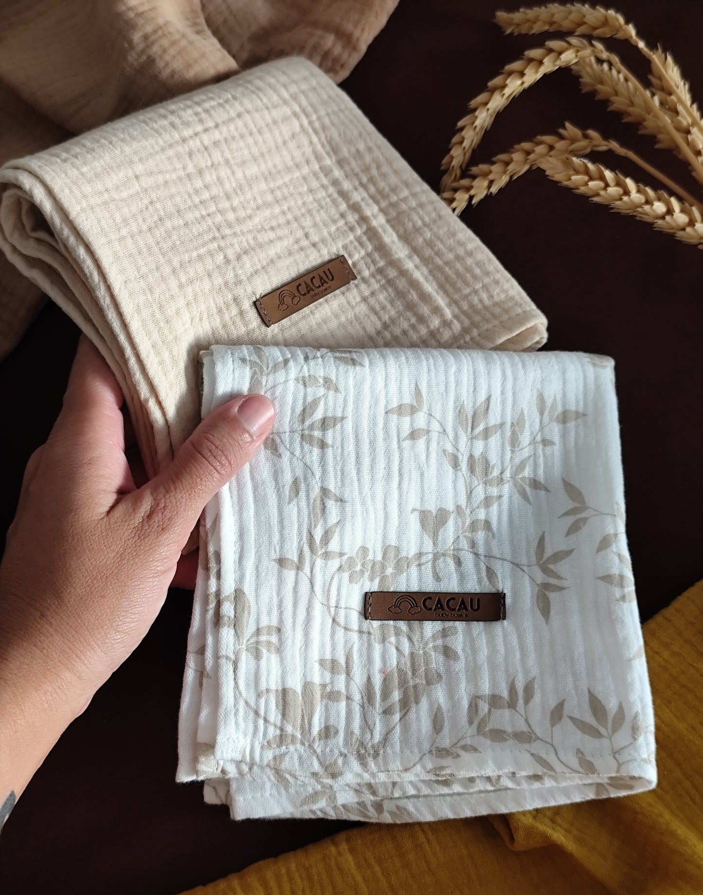 Conjunto Fraldinhas Folhagens e Baunilha