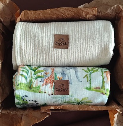 Conjunto de Swaddles Selva e Baunilha