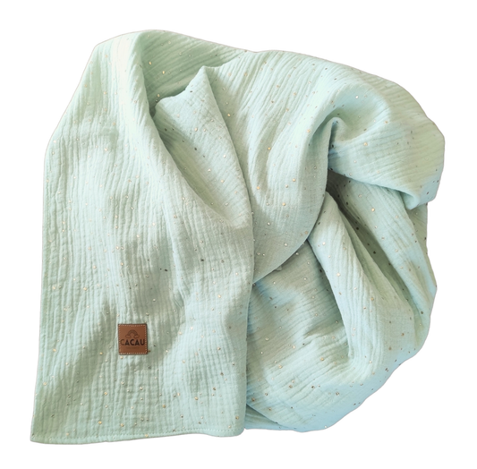 Swaddle Menta Claro Salpicaduras Doradas